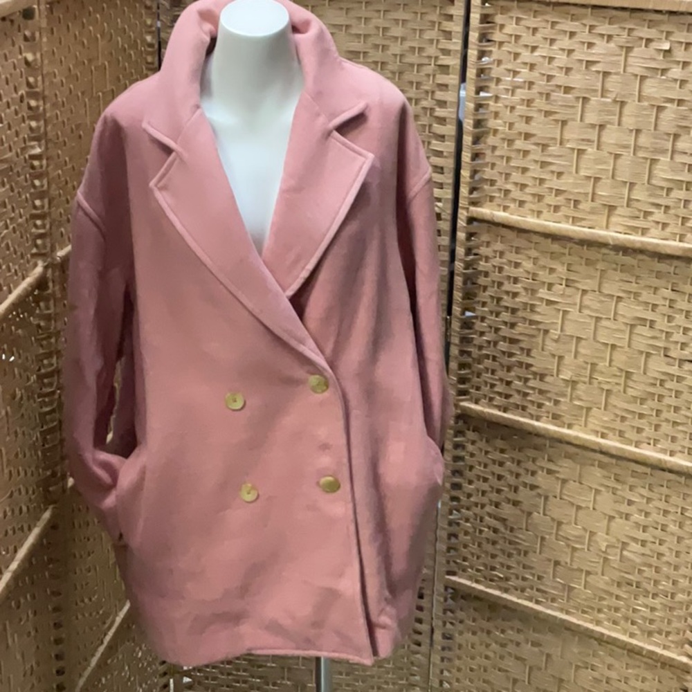 Free People Blush Double-Breasted Pea Coat
